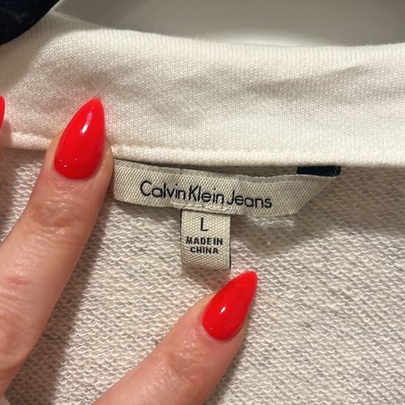 Calvin Klein NWT Sweatshirt WHITE WASH heather Denim Active Activewear Large L - Picture 8 of 10